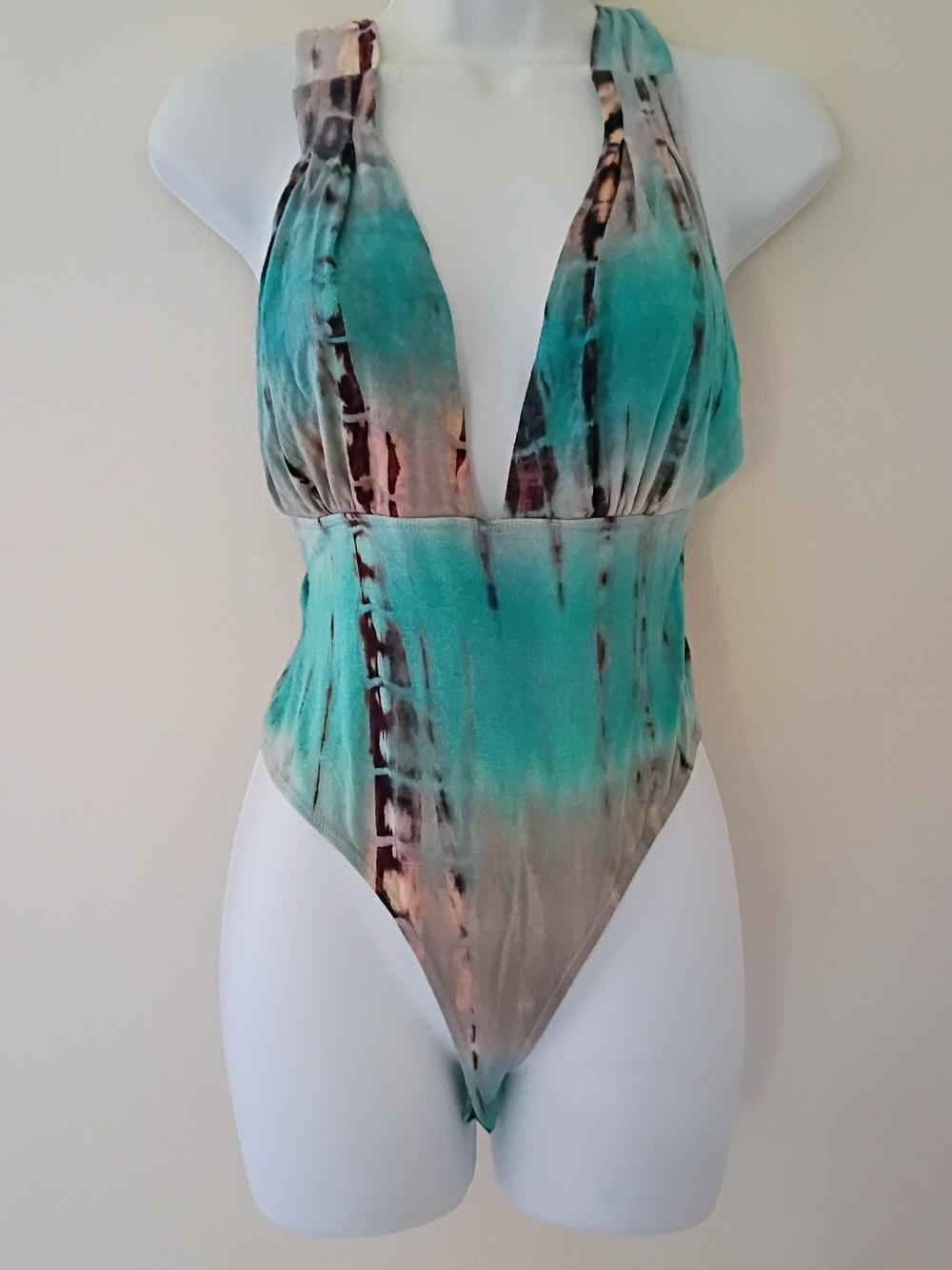 Fashion Nova Tie Dye Plunging Bodysuit Size Medium